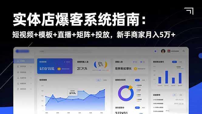 实体店爆客系统指南：短视频+模板+直播+矩阵+投放，新手商家月入5万+-鼎铸网