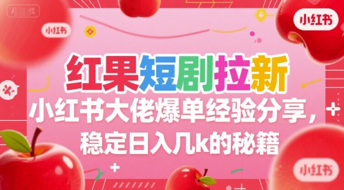 红果短剧拉新小红书大佬爆单经验分享，稳定日入几k的秘籍-鼎铸网