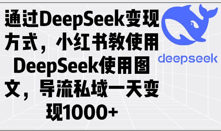 通过DeepSeek变现方式，小红书教使用DeepSeek图文，导流私域一天变现1000+-鼎铸网