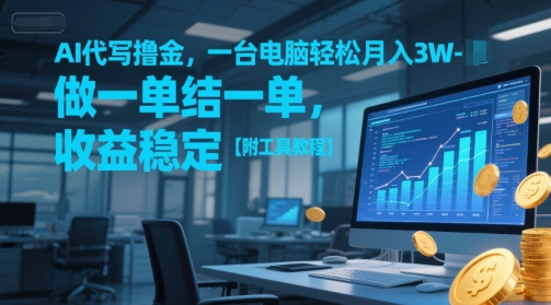 AI代写撸金，一台电脑轻松月入1-3W，做一单结一单，收益稳定【附工具教程】-鼎铸网
