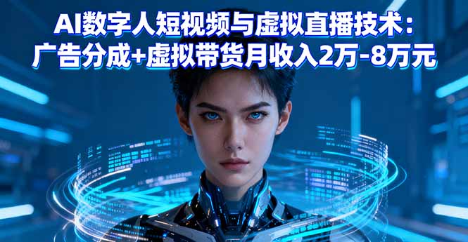 AI数字人短视频与虚拟直播技术：广告分成+虚拟带货月收入2万-8万元-鼎铸网