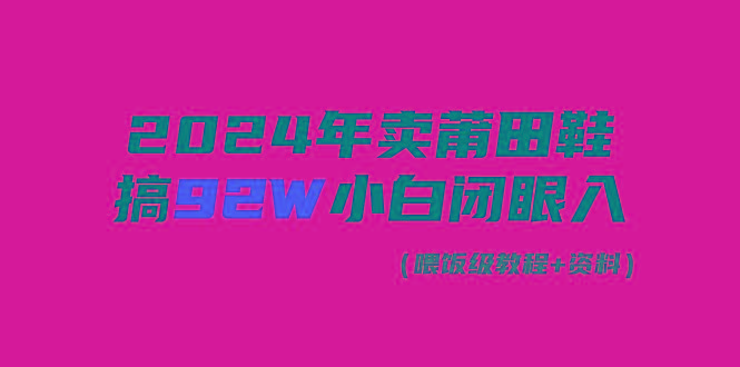 (9329期)2024年卖莆田鞋，搞了92W，小白闭眼操作！-鼎铸网