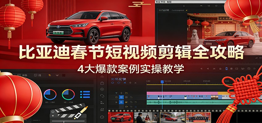 比亚迪春节短视频剪辑全攻略，4大爆款案例实操教学-鼎铸网