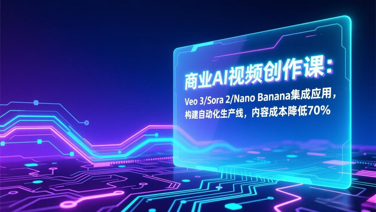商业AI视频创作课：Veo 3/Sora 2/Nano Banana集成应用，构建自动化生产线，内容成本降低70%-鼎铸网