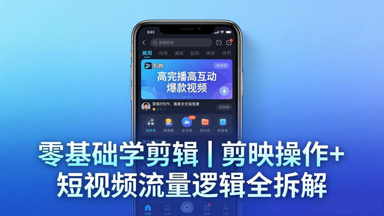 【零基础学剪辑】剪映操作+短视频流量逻辑全拆解｜手把手教你剪出高完播高互动爆款视频-鼎铸网