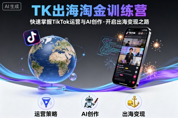 TK出海淘金训练营，助你快速掌握TikTok运营与AI创作，开启出海变现之路-鼎铸网