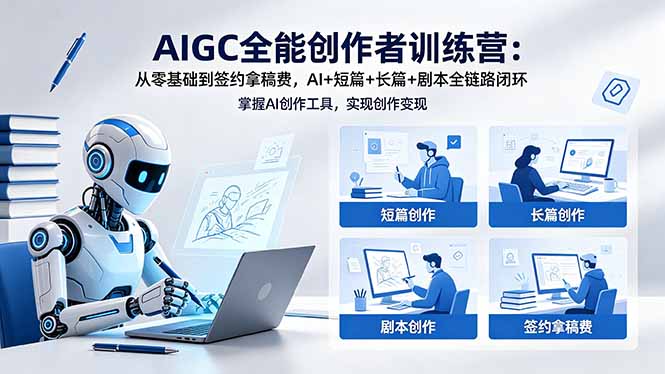 AIGC全能创作者训练营：从零基础到签约拿稿费，AI+短篇+长篇+剧本全链路闭环-鼎铸网