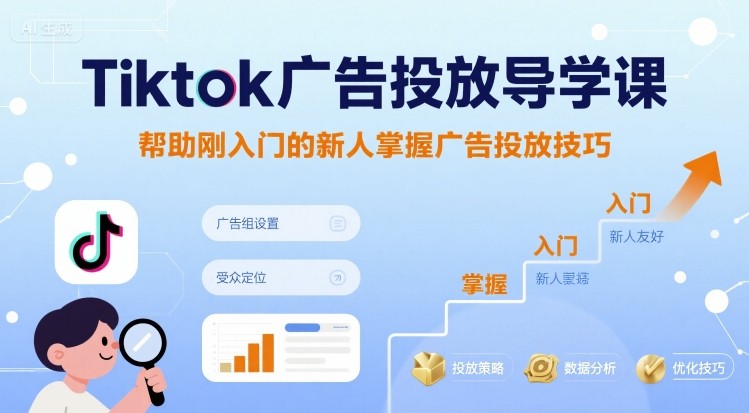 Tiktok广告投放导学课，帮助刚入门的新人掌握广告投放技巧-鼎铸网