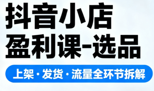 抖音小店盈利课-选品·上架·发货·流量全环节拆解-鼎铸网