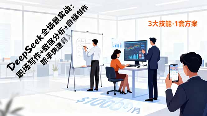 DeepSeek全场景实战：职场写作+数据分析+自媒体创作，新手快速月入过万-鼎铸网