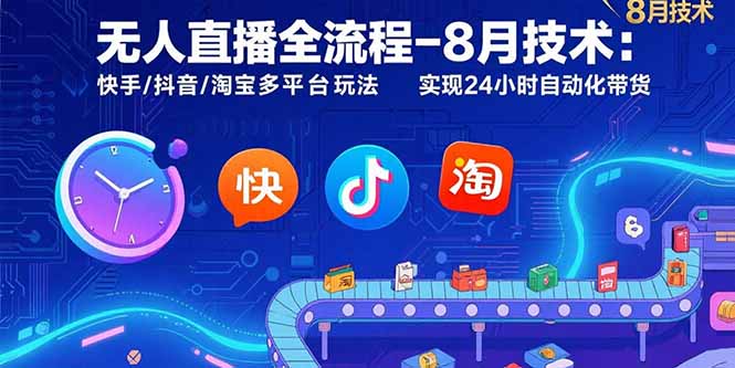 无人直播全流程-8月技术：快手/抖音/淘宝多平台玩法 实现24小时自动化带货-鼎铸网