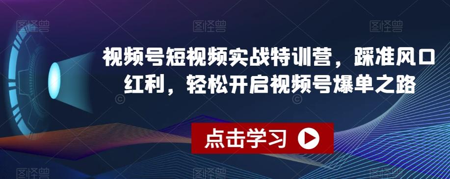 视频号短视频实战特训营，踩准风口红利，轻松开启视频号爆单之路-鼎铸网