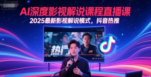 AI深度影视解说课程直播课，2025最新影视解说模式，抖音热推-鼎铸网
