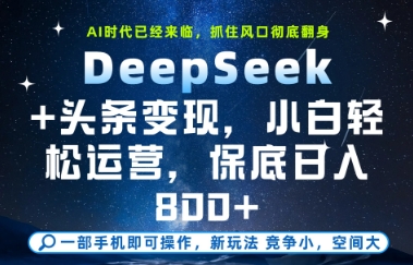 DeepSeek+头条变现，保姆级教学，小白轻松上手，日入8张+【揭秘】-鼎铸网