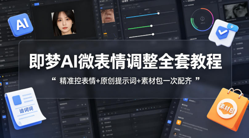 即梦AI微表情调整全套教程，精准控表情+原创提示词+素材包一次配齐-鼎铸网
