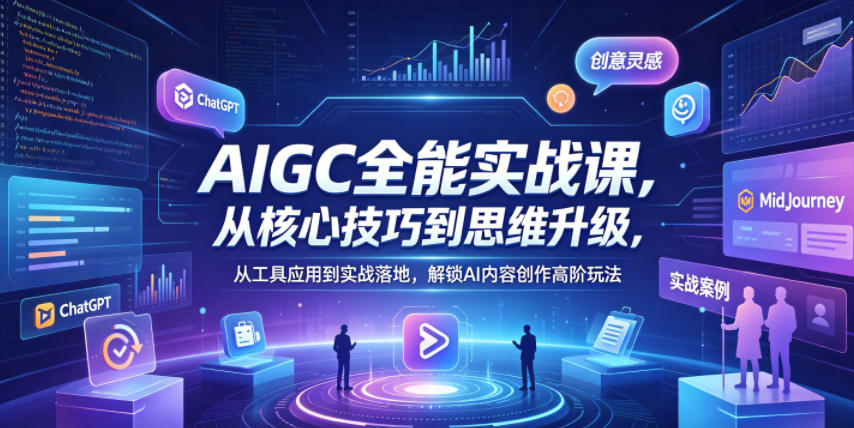 AIGC全能实战课，从核心技巧到思维升级，从工具应用到实战落地，解锁AI内容创作高阶玩法-鼎铸网