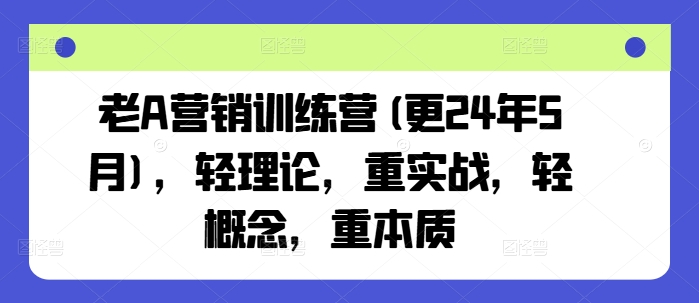 老A营销训练营(更25年4月)，轻理论，重实战，轻概念，重本质-鼎铸网