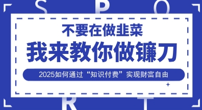 韭菜生涯终结者，我来教你做镰刀，2025如何通过“知识付费”实现财F自由【揭秘】-鼎铸网