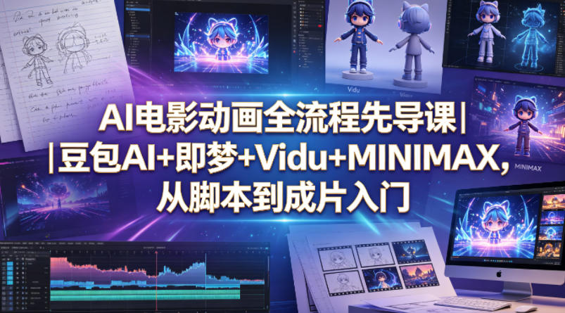 AI电影动画全流程先导课｜豆包AI+即梦+Vidu+MINIMAX，从脚本到成片入门-鼎铸网
