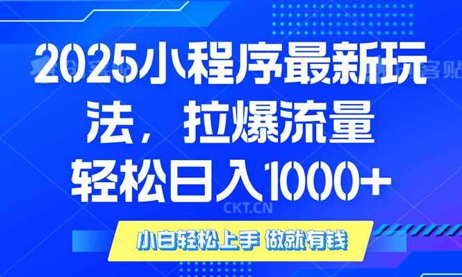 2025年小程序最新玩法，流量直接拉爆，单日稳定变现1000+-鼎铸网