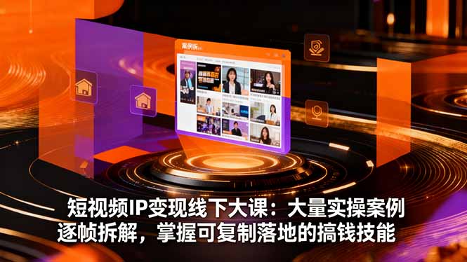 短视频IP变现线下大课：大量实操案例逐帧拆解，掌握可复制落地的搞钱技能-鼎铸网