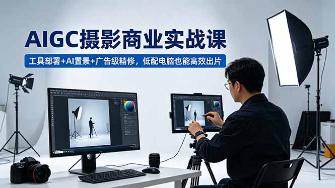 e1384c52040820a1af174ef23466a4ba.jpeg AIGC 摄影商业实战课,工具部署+AI置景+广告级精修,低配电脑也能高效出片