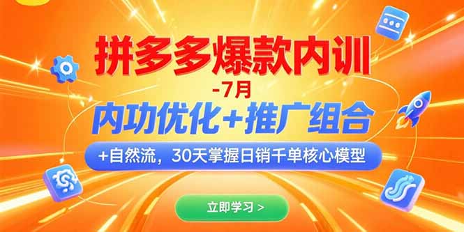拼多多爆款内训-7月 内功优化+推广组合+自然流 30天掌握日销千单核心模型-鼎铸网