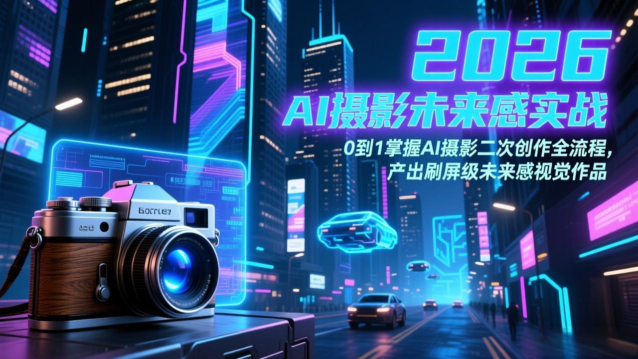2026 AI摄影未来感实战：0到1掌握AI摄影二次创作全流程，产出刷屏级未来感视觉作品-鼎铸网