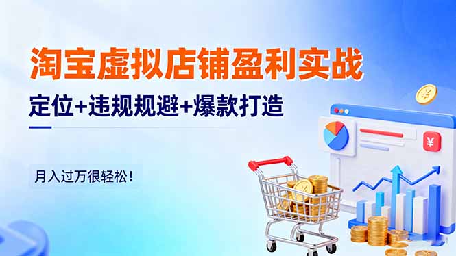 淘宝虚拟店铺盈利实战：定位+违规规避+爆款打造，月入过万很轻松！-鼎铸网