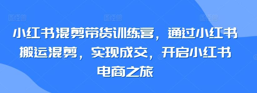 小红书混剪带货训练营，通过小红书搬运混剪，实现成交，开启小红书电商之旅-鼎铸网