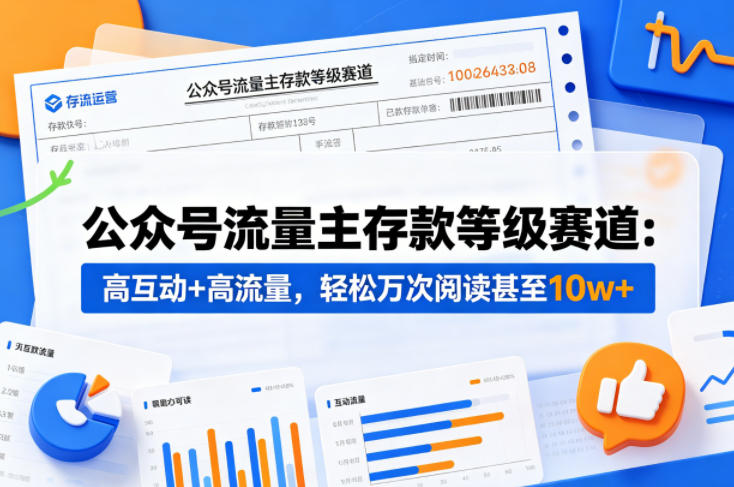公众号流量主之存款等级赛道，高互动+高流量，轻松达到万次阅读，甚至10w+-鼎铸网