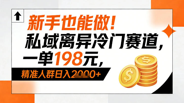 新手也能做！私域离异冷门赛道，一单198，精准人群日入1k+-鼎铸网