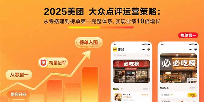 2025美团 大众点评运营策略:从零搭建到榜单第一完整体系,实现业绩10倍增长-鼎铸网