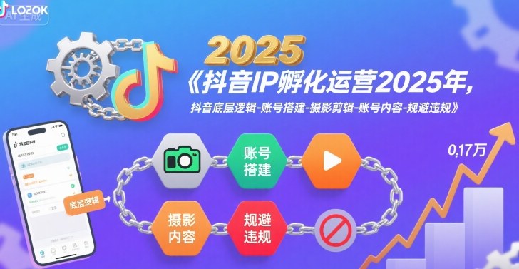 抖音IP孵化运营2025年，抖音底层逻辑-账号搭建-摄影剪辑-账号内容-规避违规-鼎铸网