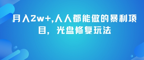 月入2w+，人人都能做的暴利项目，光盘修复玩法-鼎铸网