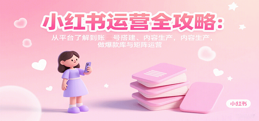 小红书运营全攻略：从平台了解到账号搭建、内容生产，做爆款库与矩阵运营-鼎铸网