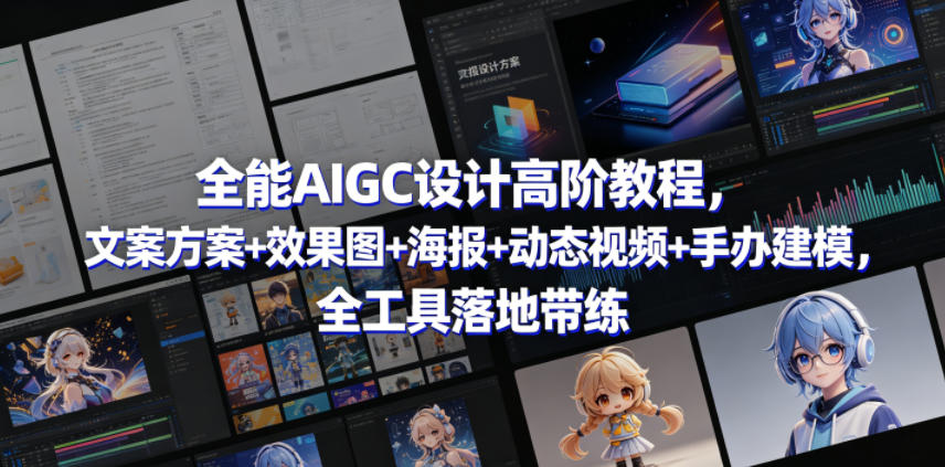 全能AIGC设计高阶教程，文案方案+效果图+海报+动态视频+手办建模，全工具落地带练-鼎铸网