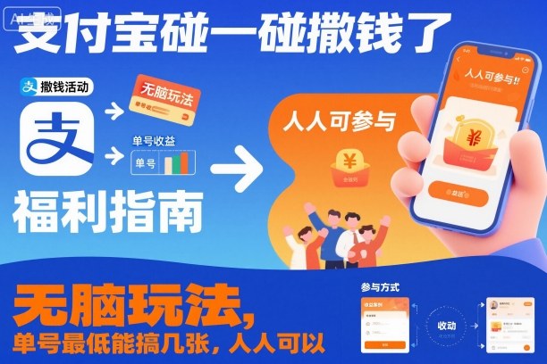 支付宝碰一碰撒钱了，无脑玩法，单号最低能搞几张，人人可以撸【揭秘】-鼎铸网