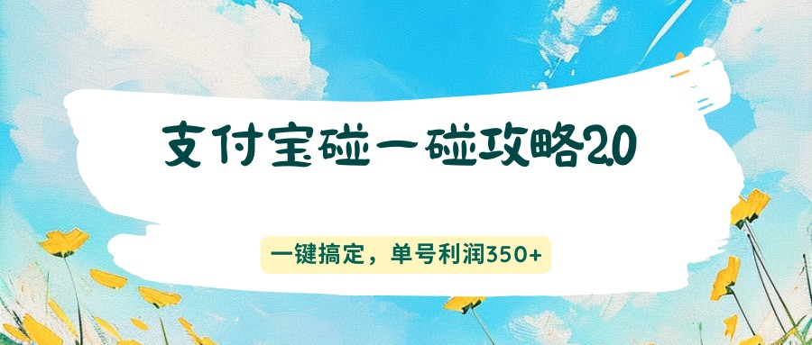 支付宝碰一碰攻略2.0，一键搞定，单号利润350+-鼎铸网