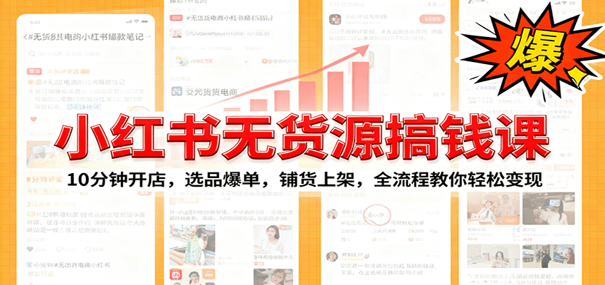 小红书无货源爆单课：10分钟开店，选品爆单，铺货上架，全流程教你轻松变现-鼎铸网