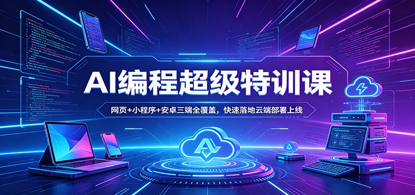 AI编程超级特训课：网页+小程序+安卓三端全覆盖，快速落地云端部署上线-鼎铸网