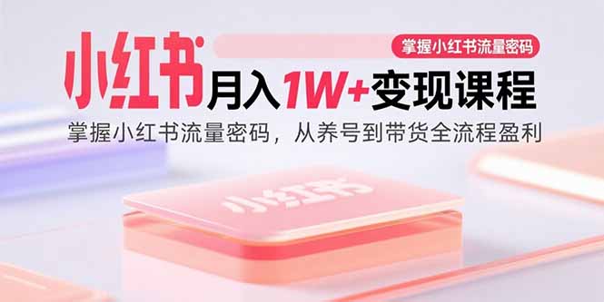 小红书月入1W+变现课程：掌握小红书流量密码，从养号到带货全流程盈利-鼎铸网