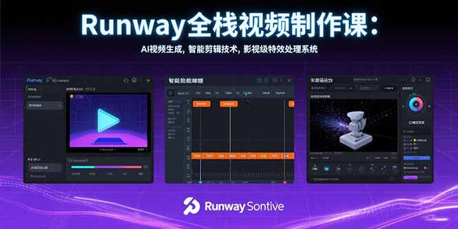 Runway全栈视频制作课：AI视频生成，智能剪辑技术，影视级特效处理系统-鼎铸网