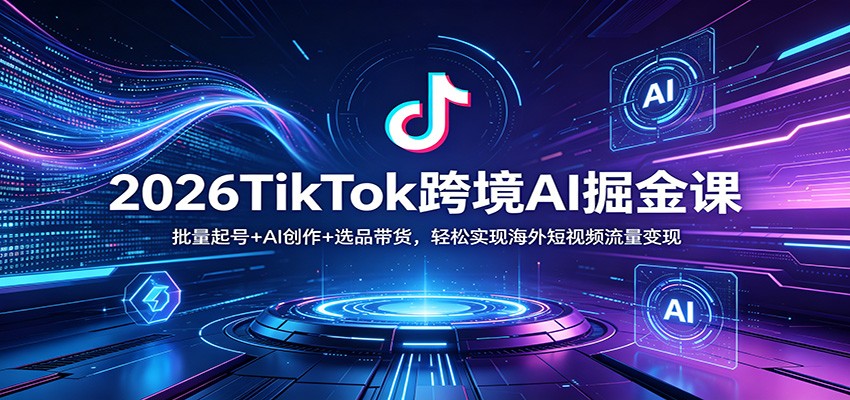 2026TikTok跨境AI掘金课：批量起号+AI创作+选品带货，轻松实现海外短视频流量变现-鼎铸网