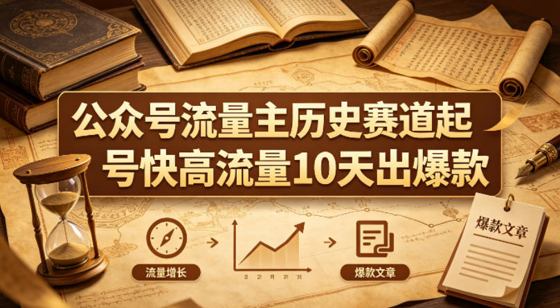 公众号流量主之历史赛道，起号快+高流量，10天就能出爆款！-鼎铸网