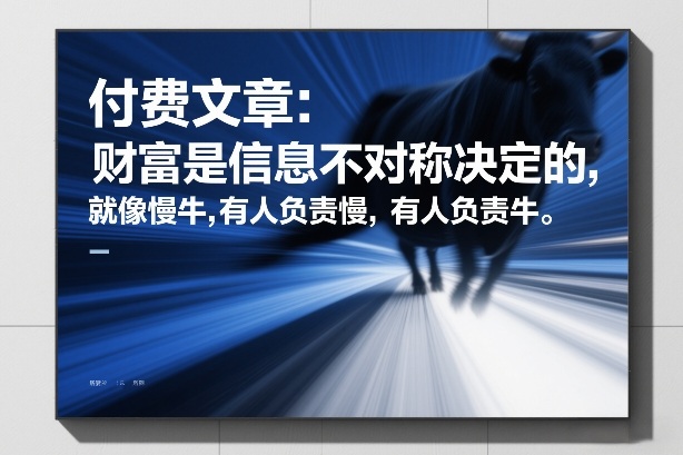 付费文章：财富是信息不对称决定的，就像慢牛，有人负责慢，有人负责牛-鼎铸网