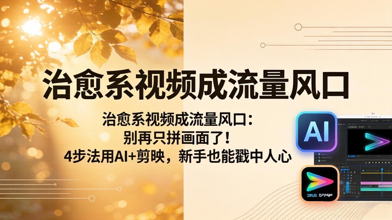 治愈系视频成流量风口：别再只拼画面了！4步法用AI+剪映，新手也能戳中人心-鼎铸网