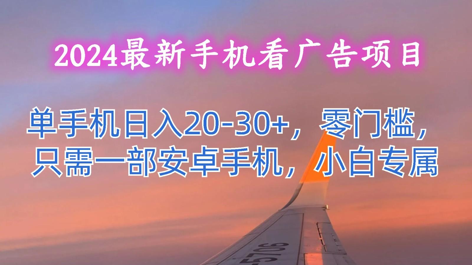 2024最新手机看广告项目，单手机日入20-30+，零门槛，只需一部安卓手机，小白专属-鼎铸网