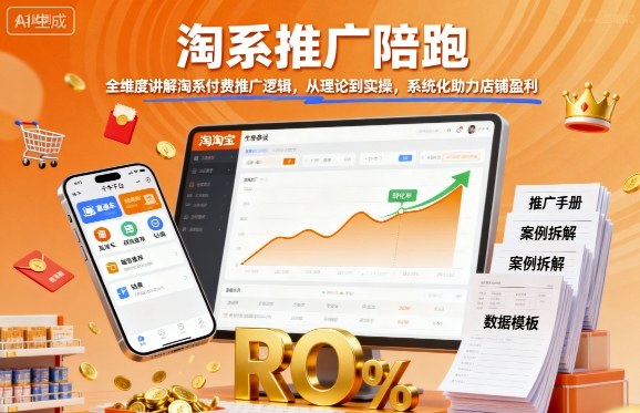 淘系推广陪跑，全维度讲解淘系付费推广逻辑，从理论到实操，系统化助力店铺盈利-鼎铸网