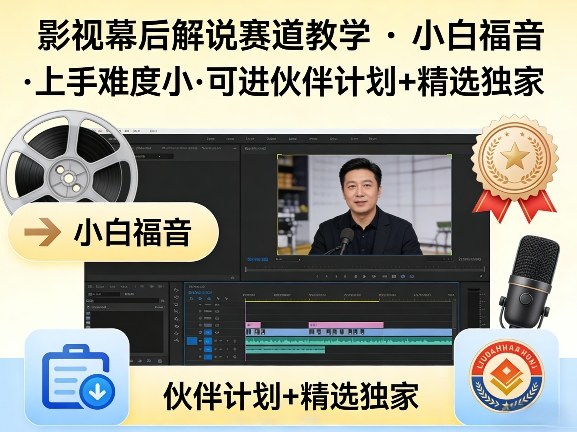 某大佬的影视幕后解说赛道教学，小白福音，上手难度小，可进伙伴计划+精选独家-鼎铸网